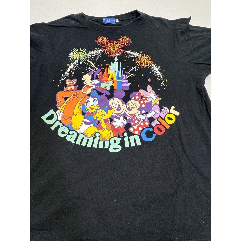 DISNEY Tokyo Disney Resort T-Shirt‎ Women's Large Dreaming in Color Black Tee
